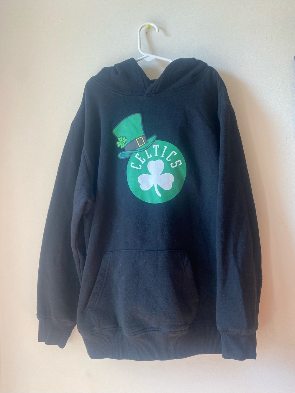NBA Black Crewneck Hoodie with Green Celtics Logo
